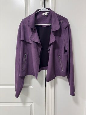 Women's Purple Draped Moto Jacket